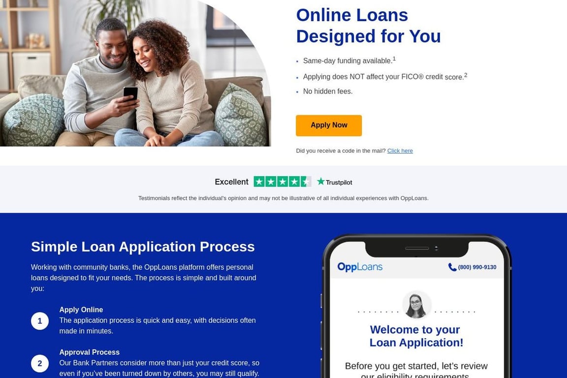 OppLoans homepage