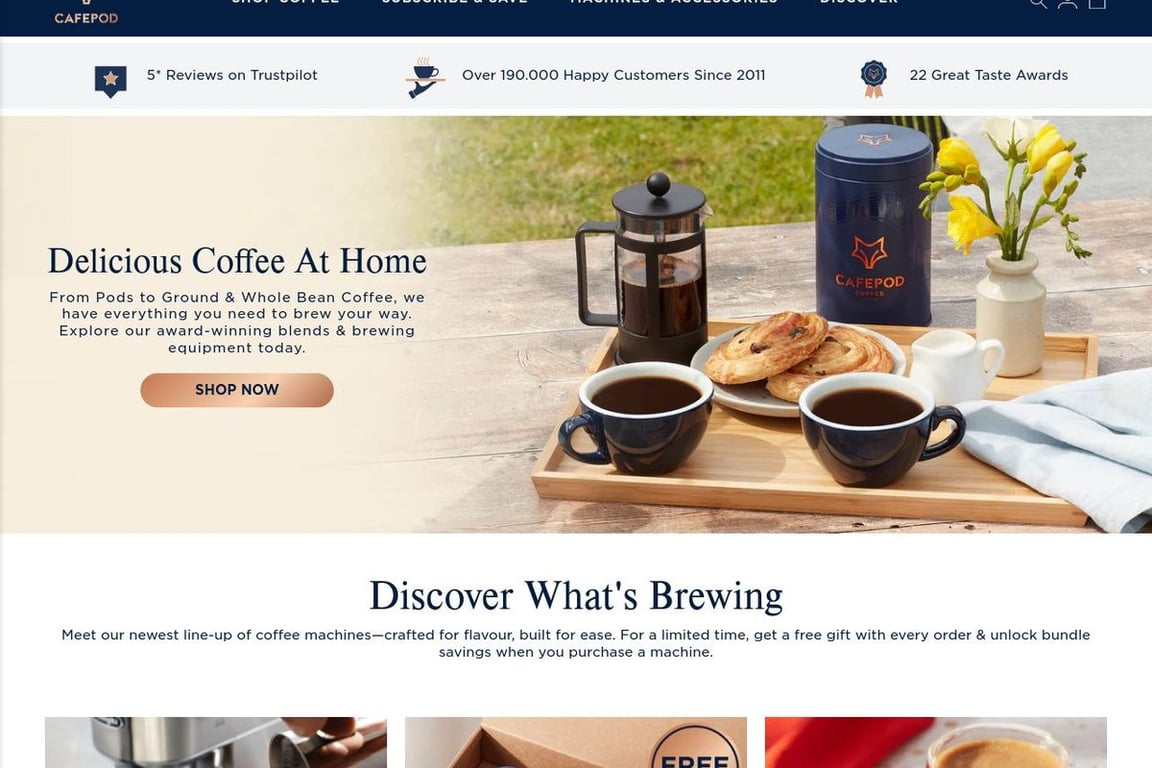 CAFEPOD Coffee Co. homepage