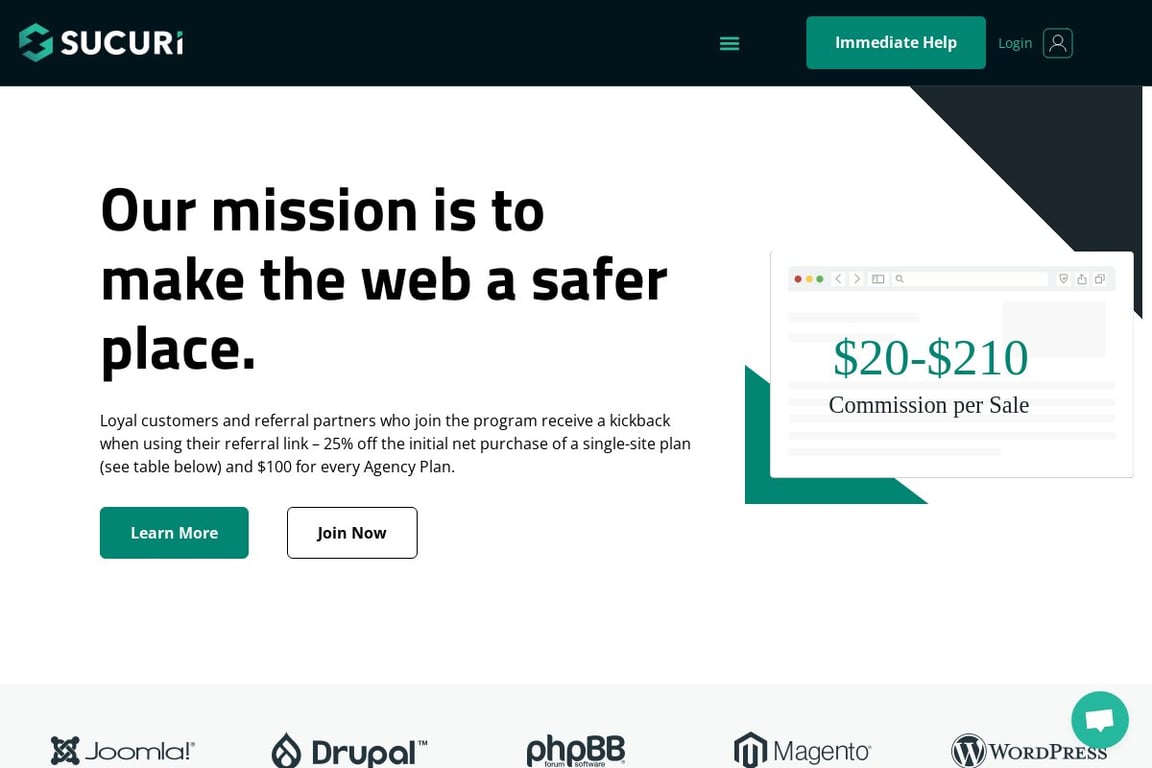 Sucuri affiliate program signup page