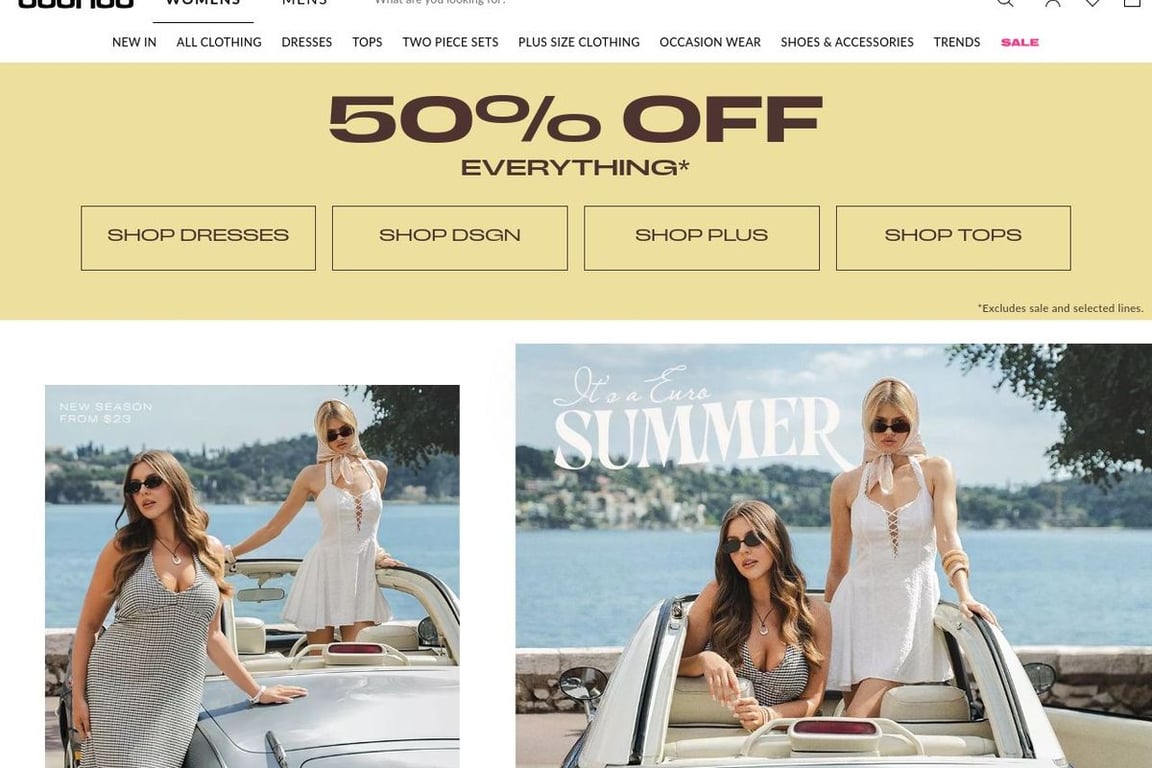 Boohoo.com homepage
