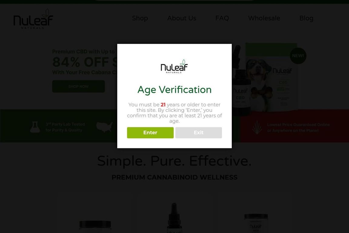 NuLeaf Naturals CBD Oil homepage