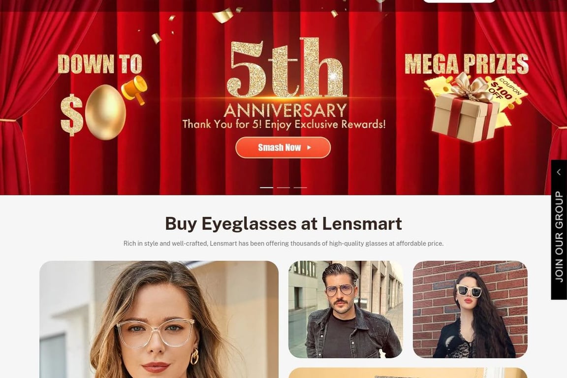 Lensmart homepage