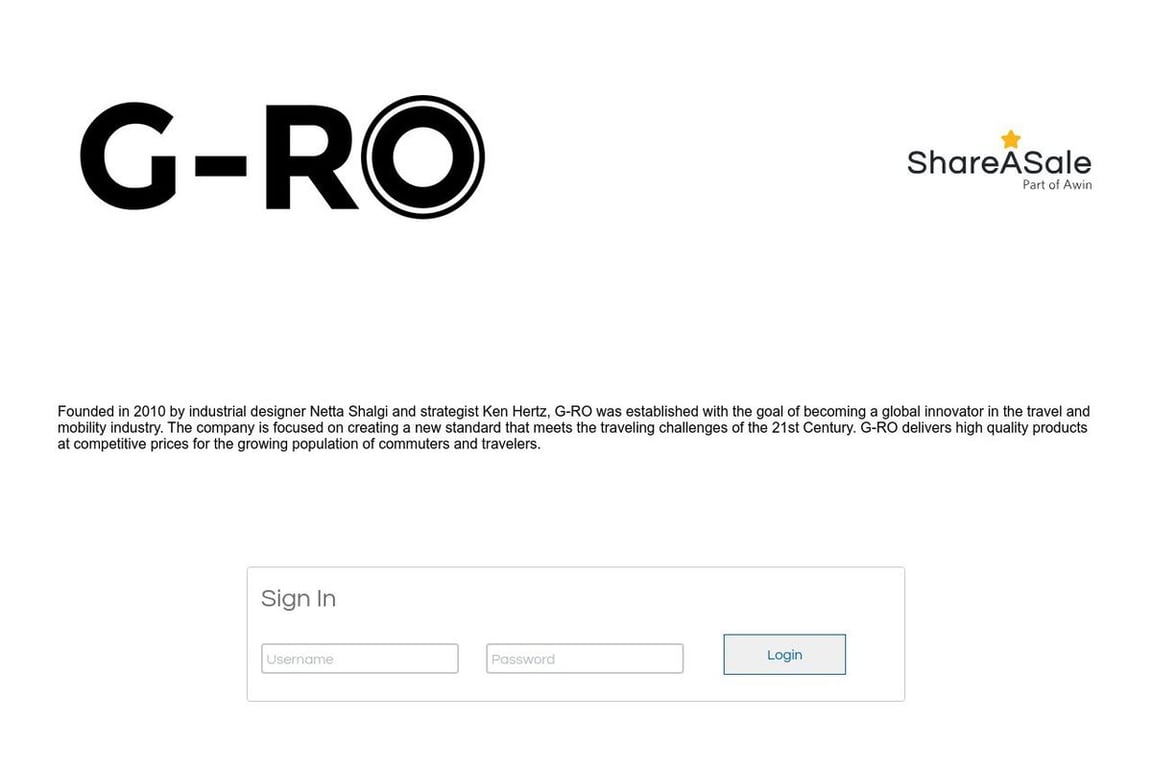 G-RO affiliate program signup page