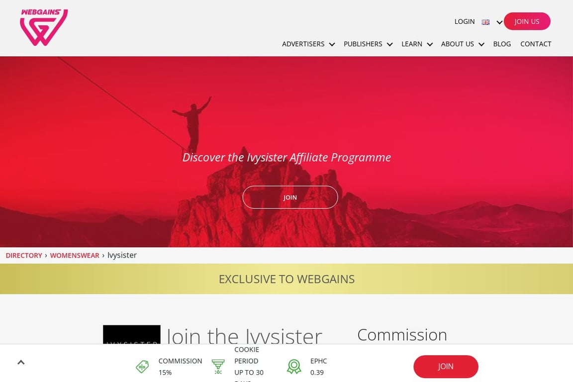 Ivysister affiliate program signup page
