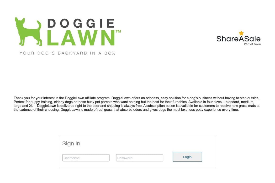 DoggieLawn affiliate program signup page