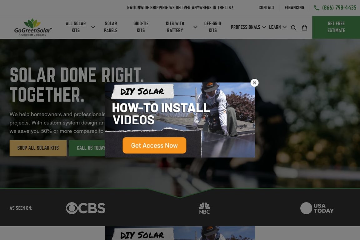 GoGreenSolar homepage