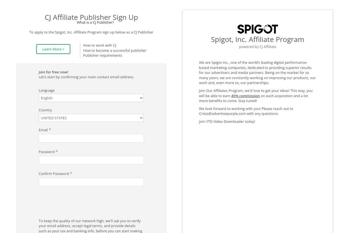 Vuze VPN affiliate program signup page
