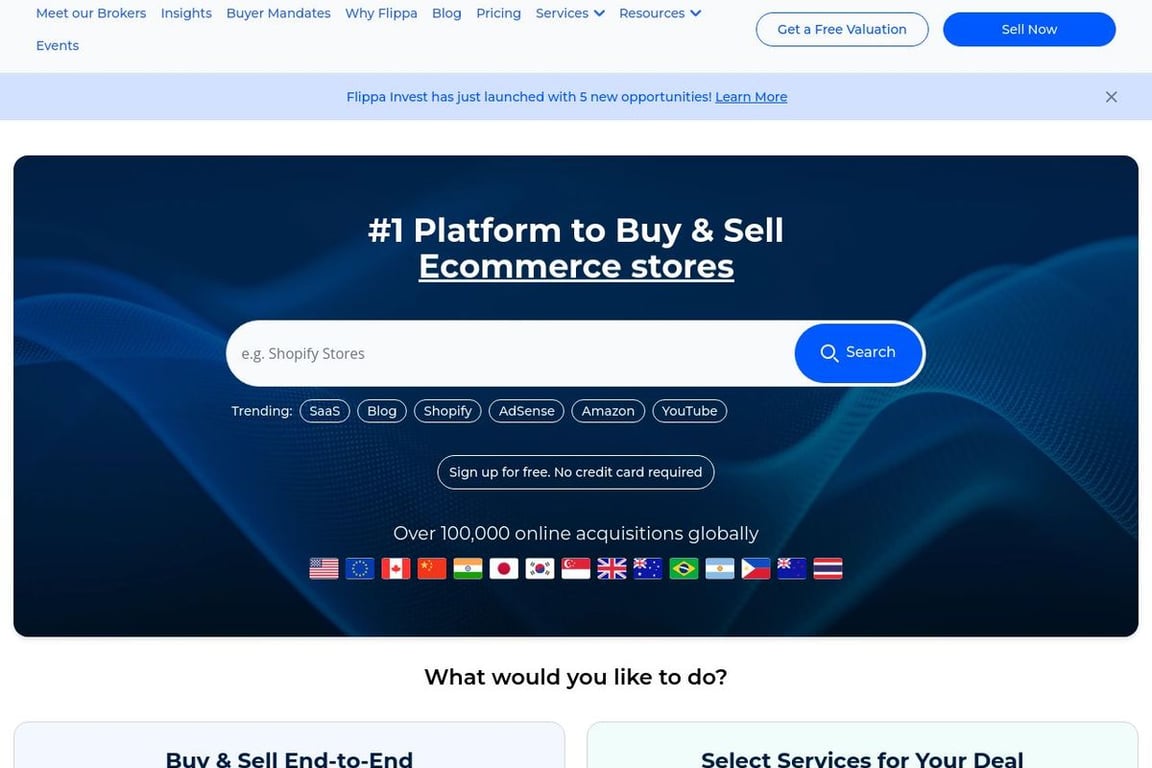 Flippa homepage