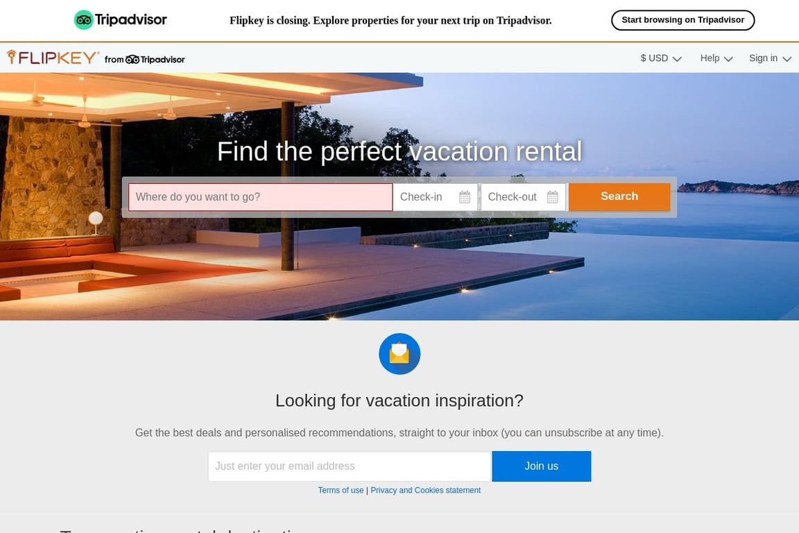 FlipKey homepage