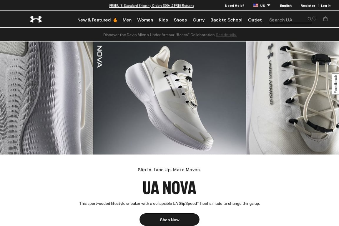Under Armour homepage