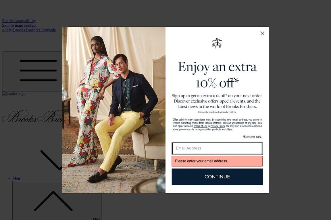Brooks Brothers homepage