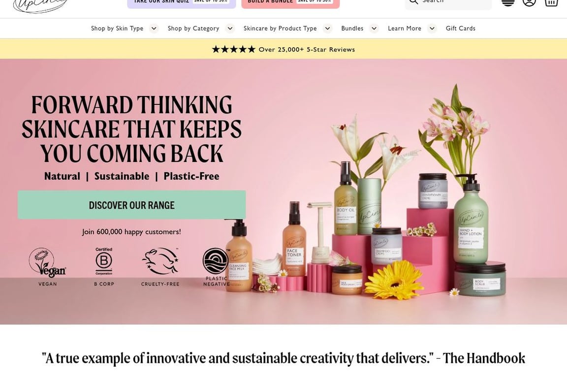 UpCircle Beauty homepage