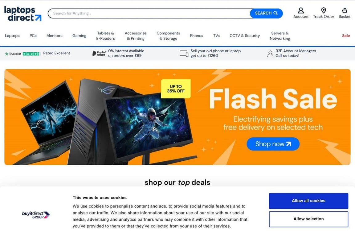 Laptops Direct homepage