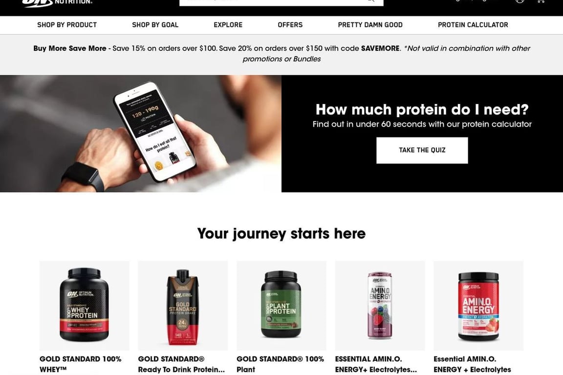 Optimum Nutrition UK homepage