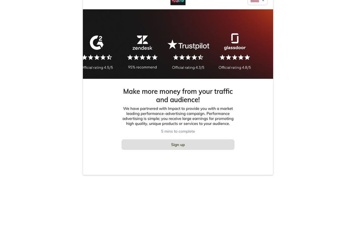 Soldo affiliate program signup page