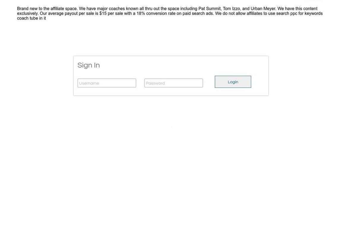 CoachTube affiliate program signup page