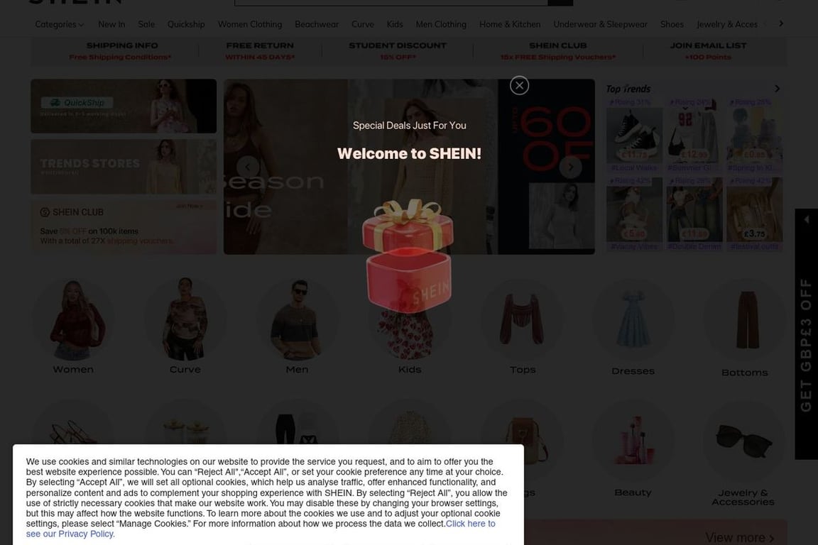SHEIN UK homepage