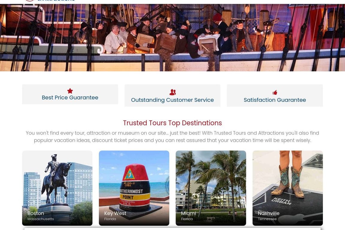 Trusted Tours and Attractions homepage
