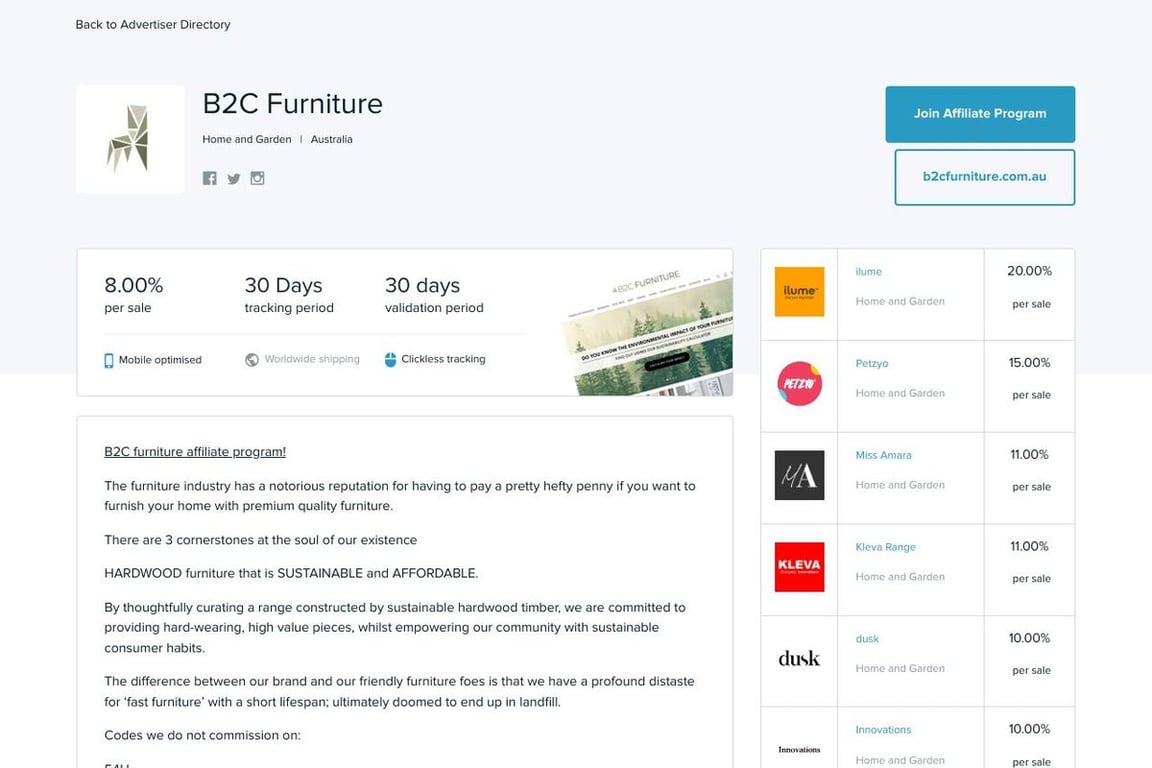 B2C Furniture Affiliate Program Everything You Need to Know (2024)