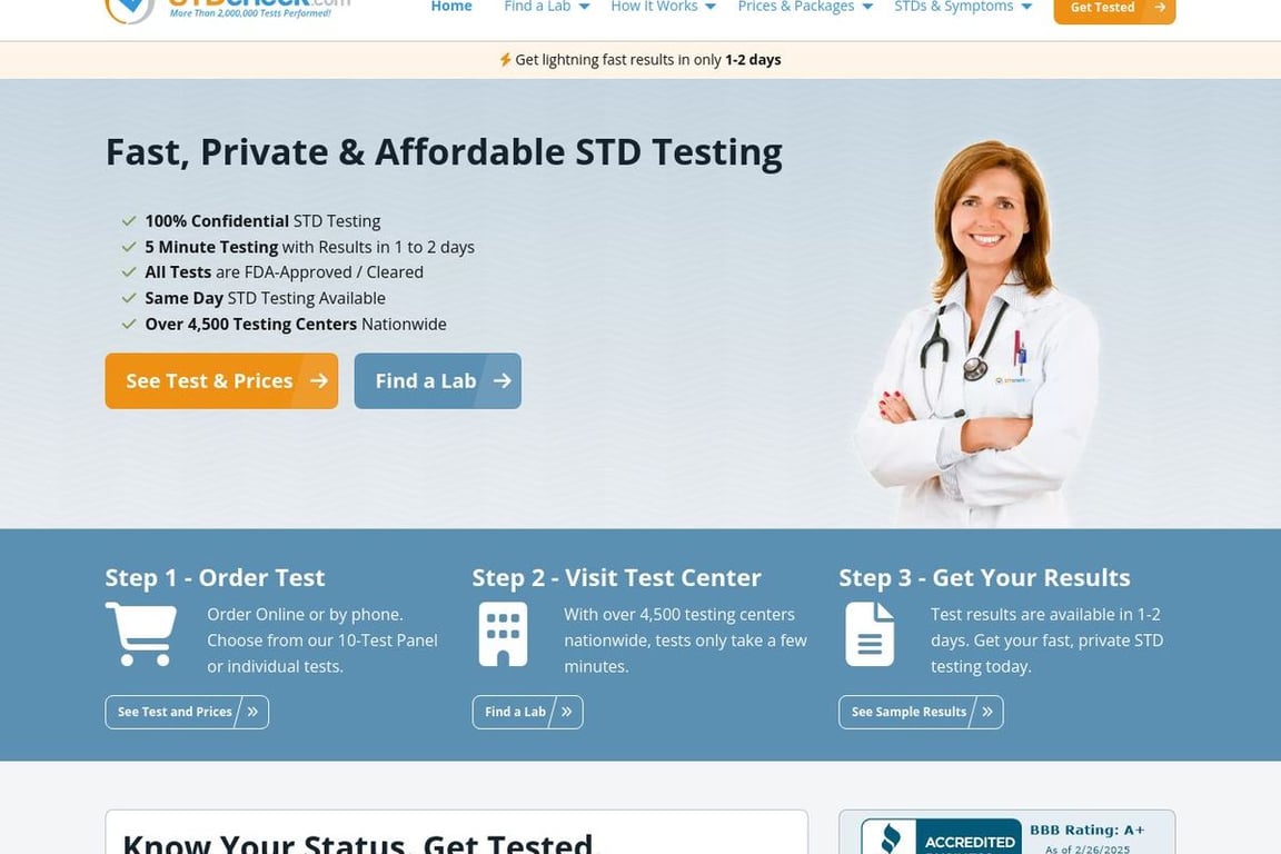 STDcheck.com homepage