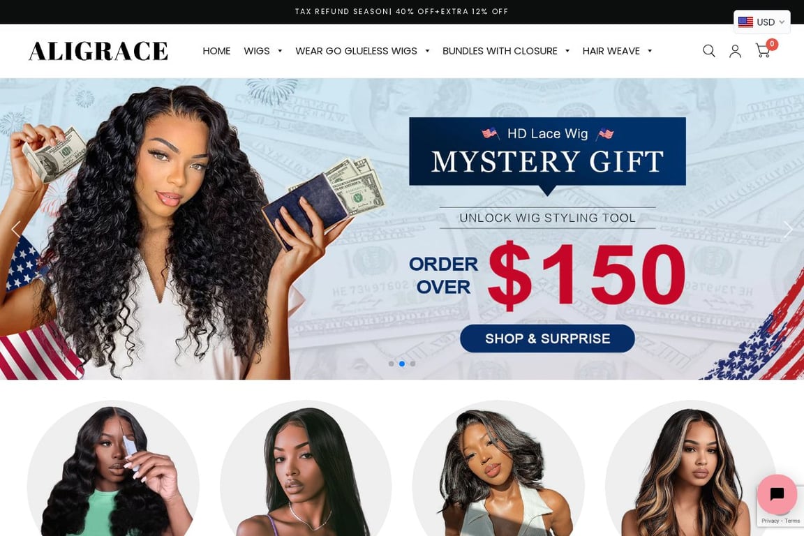 Ali Grace Hair homepage