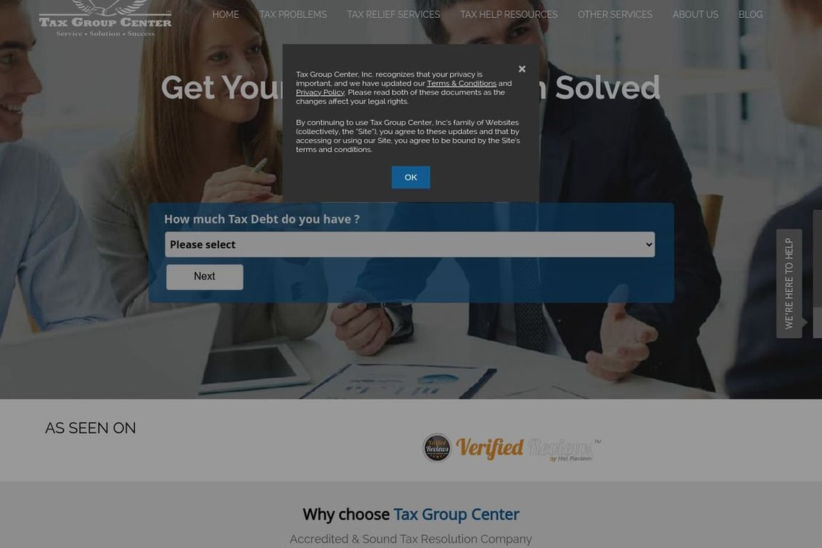 Tax Group Center homepage