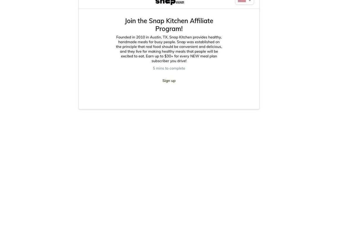 Snap Kitchen affiliate program signup page