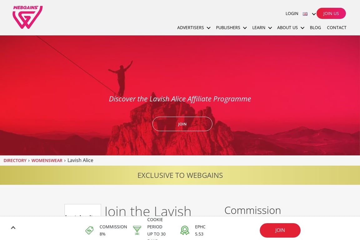 Lavish Alice affiliate program signup page