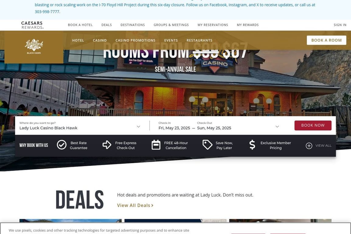 Lady Luck Casino Black Hawk homepage