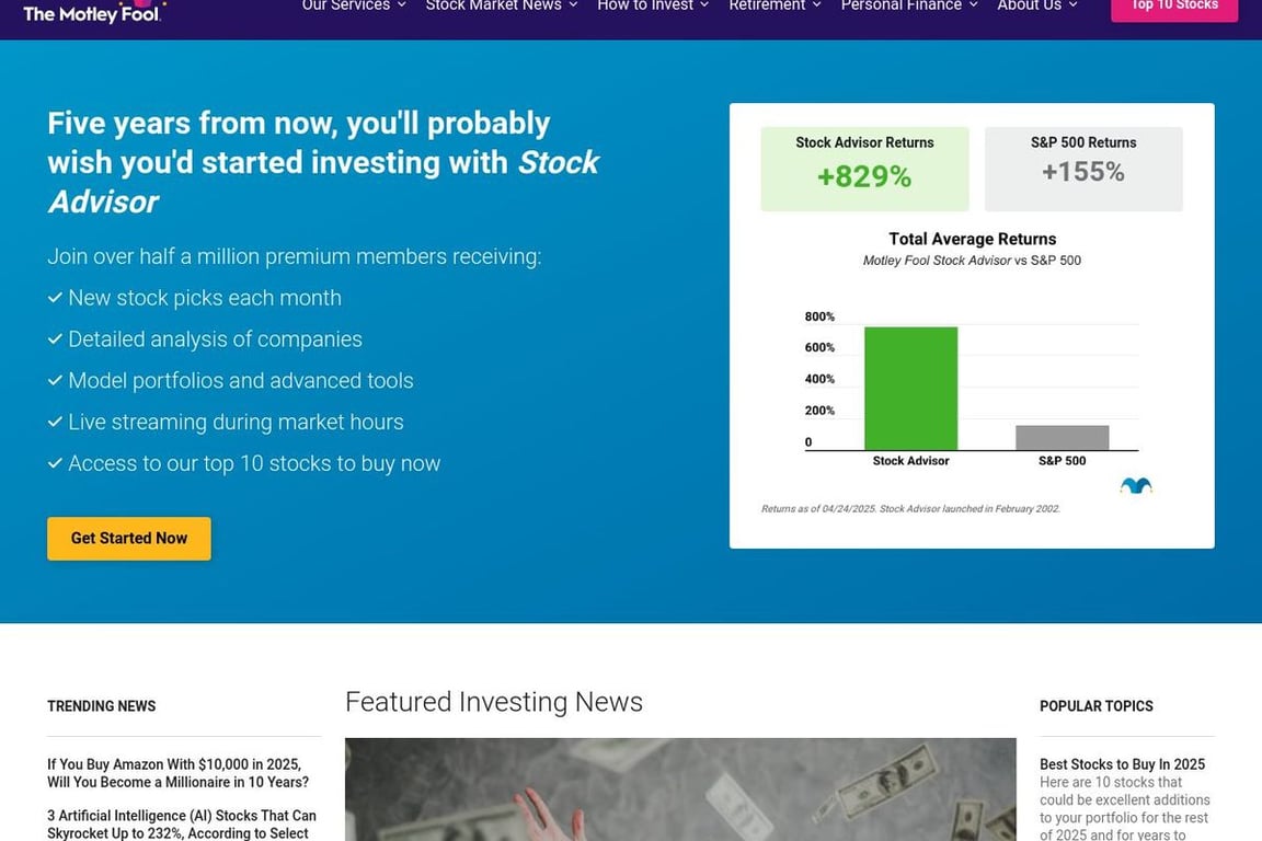 The Motley Fool homepage