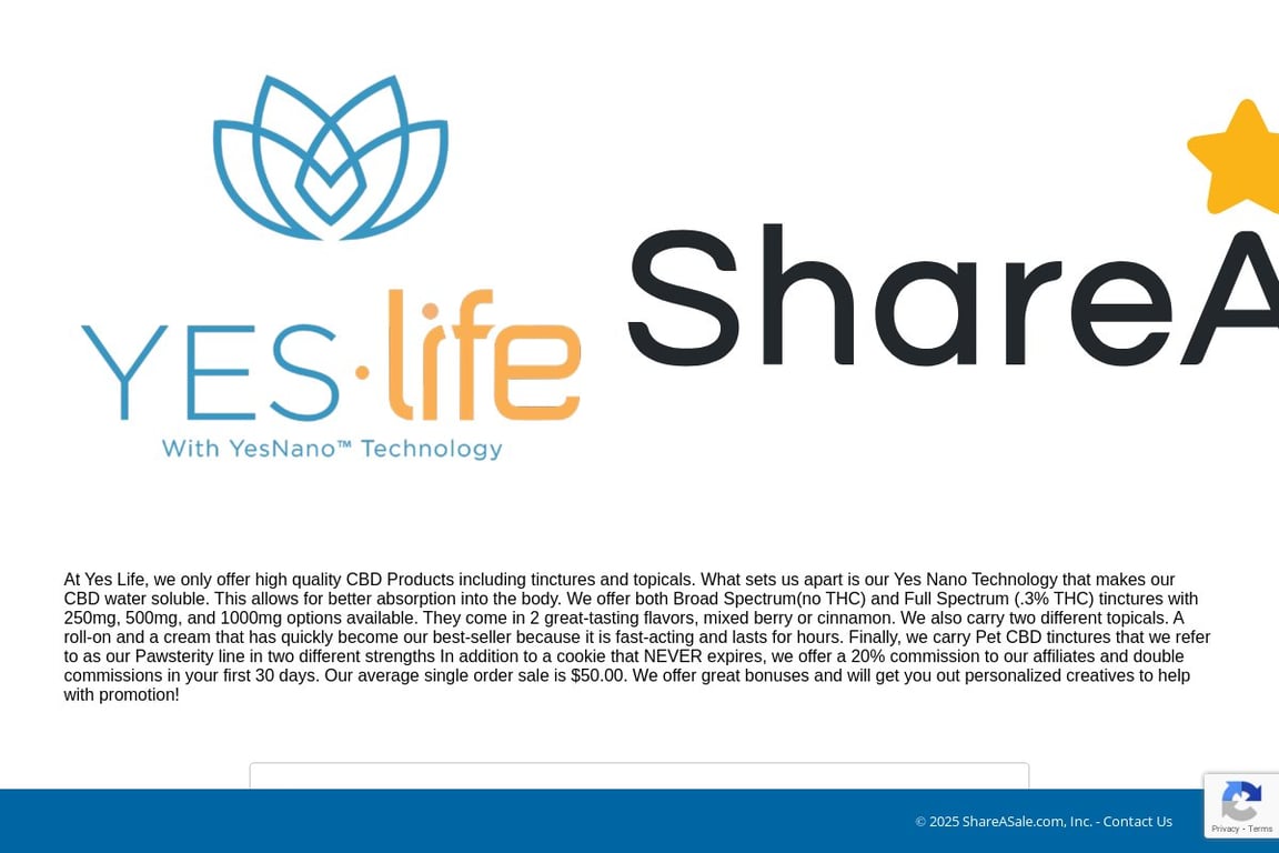 YesLife CBD affiliate program signup page