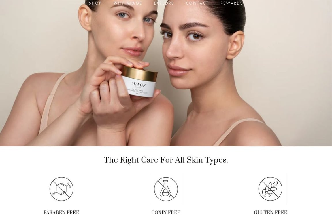 Miage Skincare homepage
