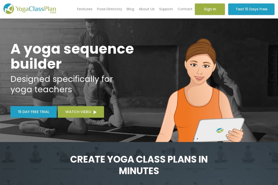 Yoga Class Plan homepage