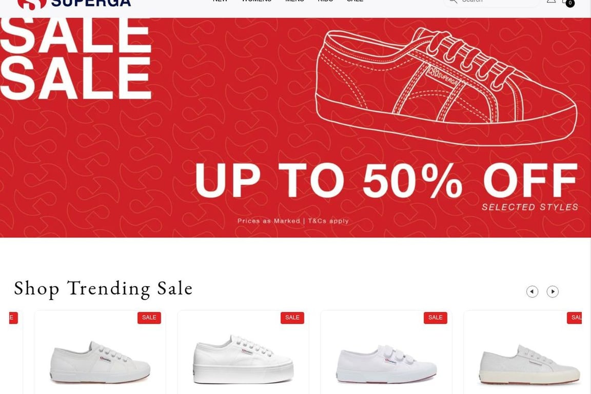 Superga AU homepage