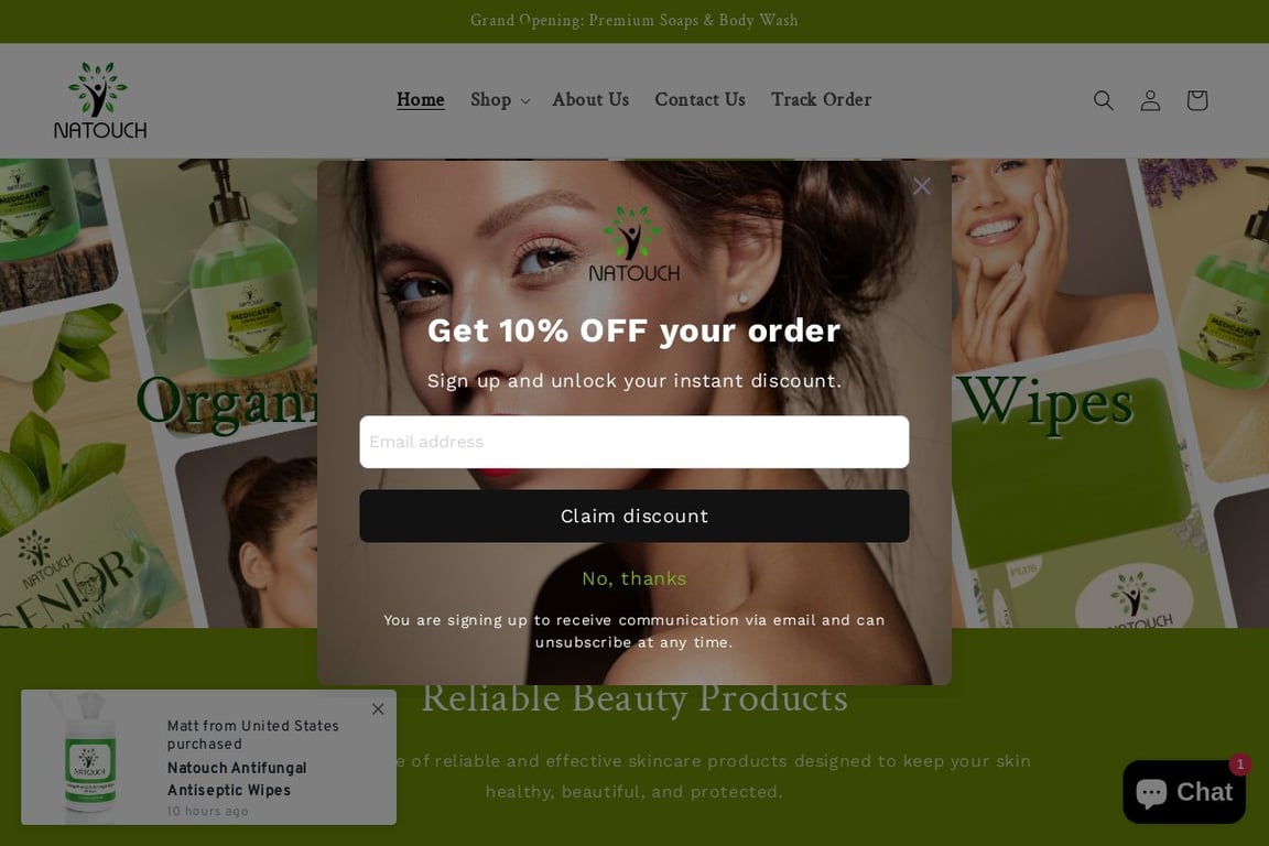 Natouch homepage