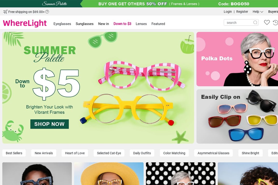 WhereLight Glasses homepage