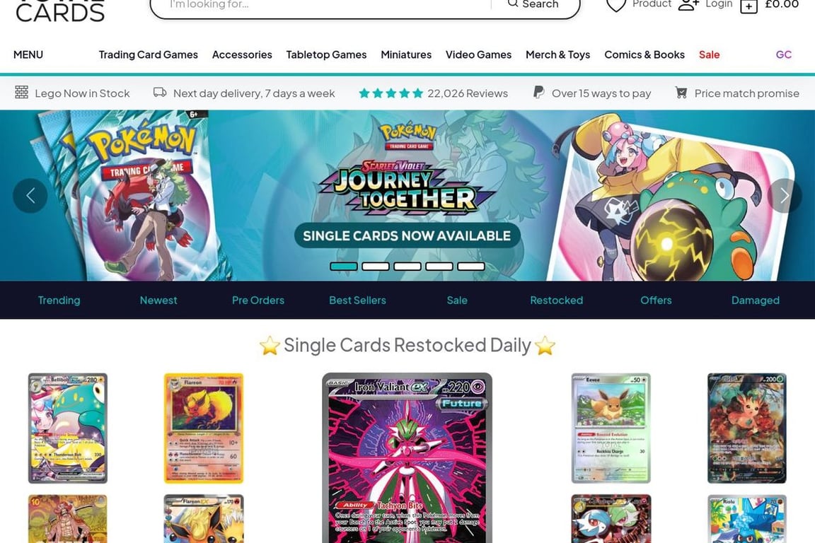 Total Cards homepage