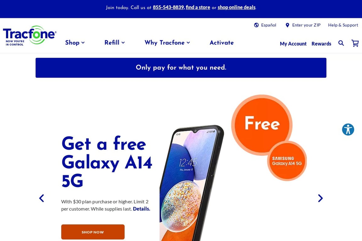 Tracfone Wireless, Inc. homepage