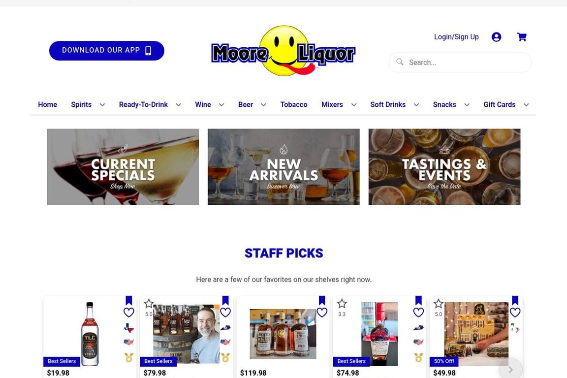 Moore Liquor homepage