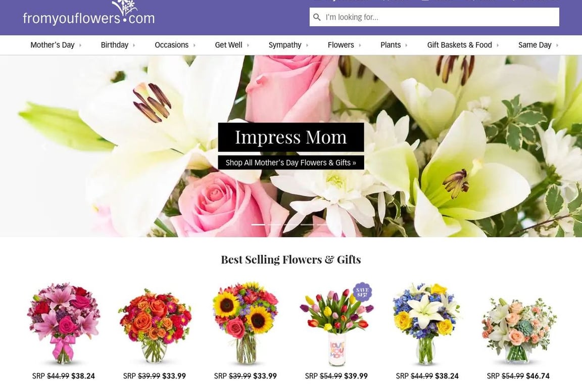 FromYouFlowers.com homepage