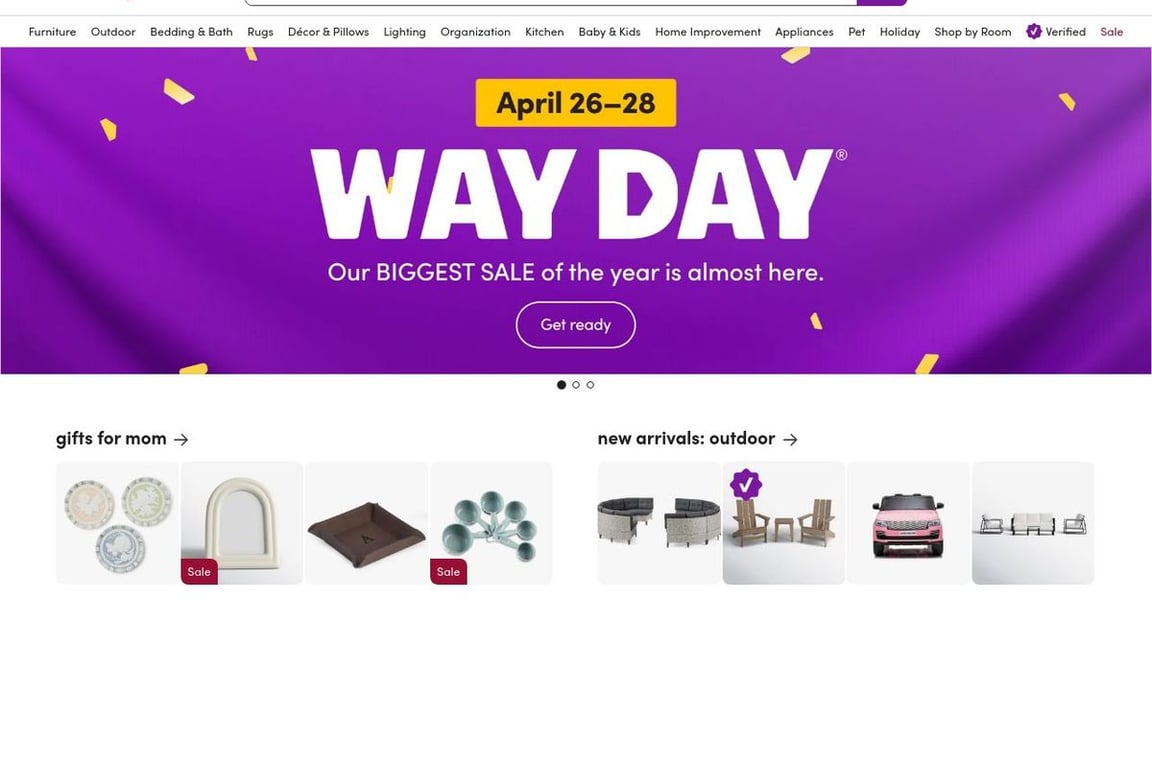 Wayfair North America homepage