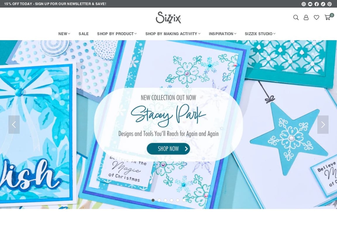 Sizzix homepage