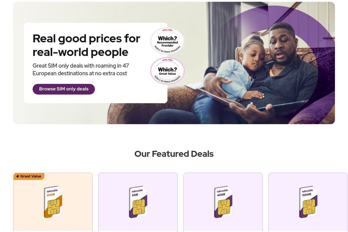 TalkMobile homepage