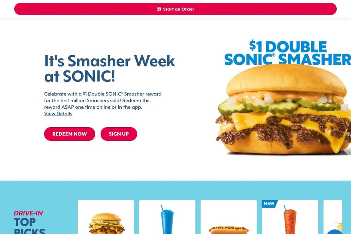 Sonic Drive-In homepage