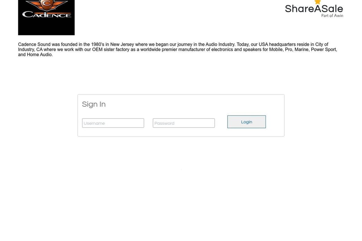 Cadence Sound affiliate program signup page