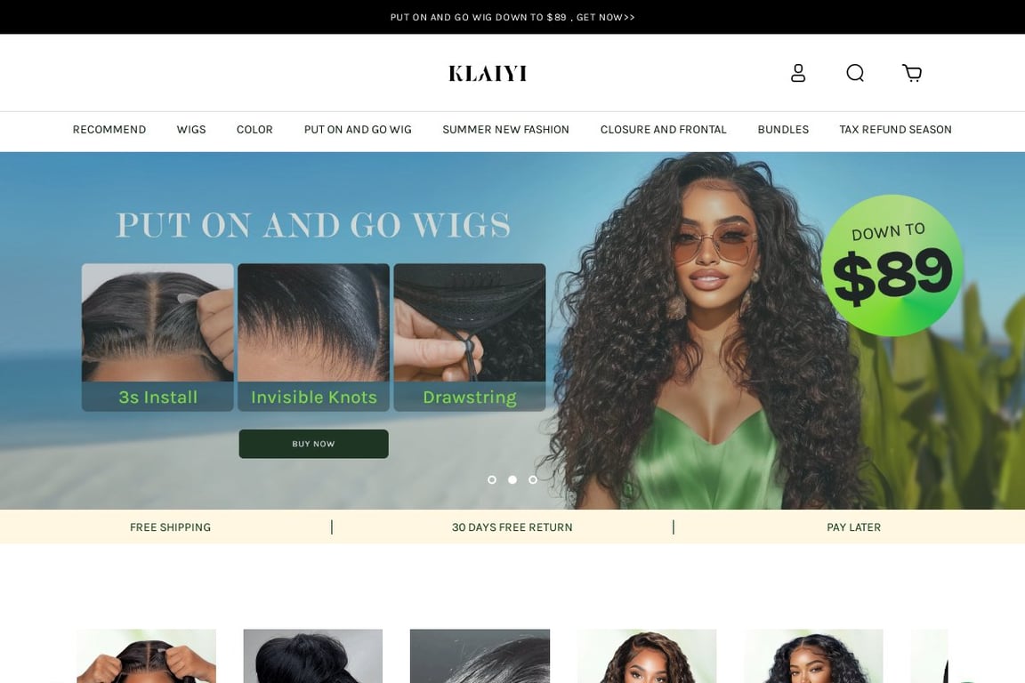 Klaiyi hair homepage