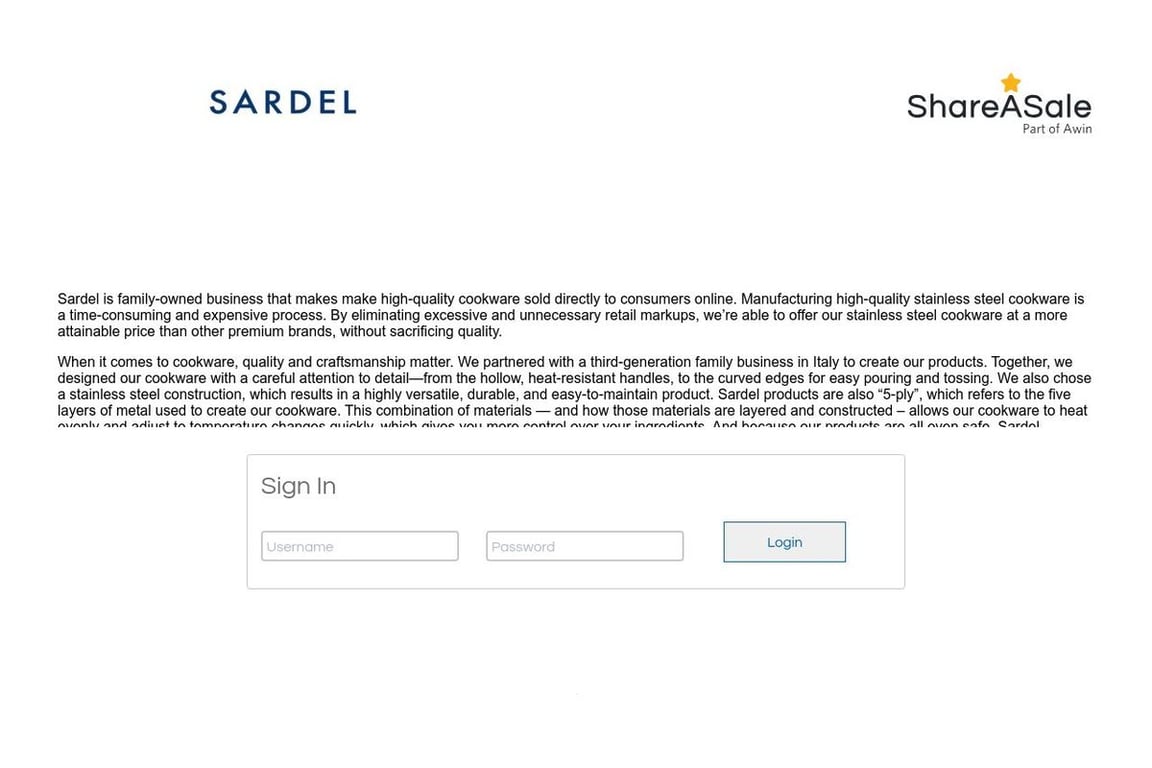 Sardel affiliate program signup page