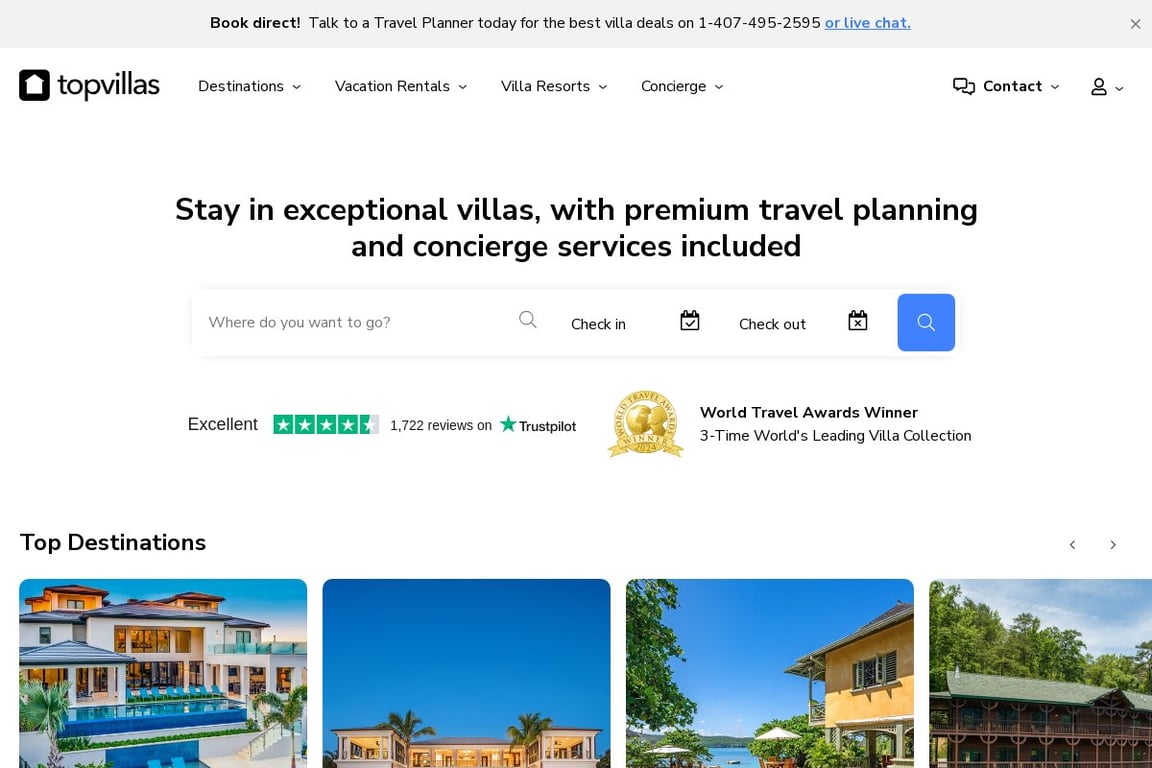 Top Villas homepage