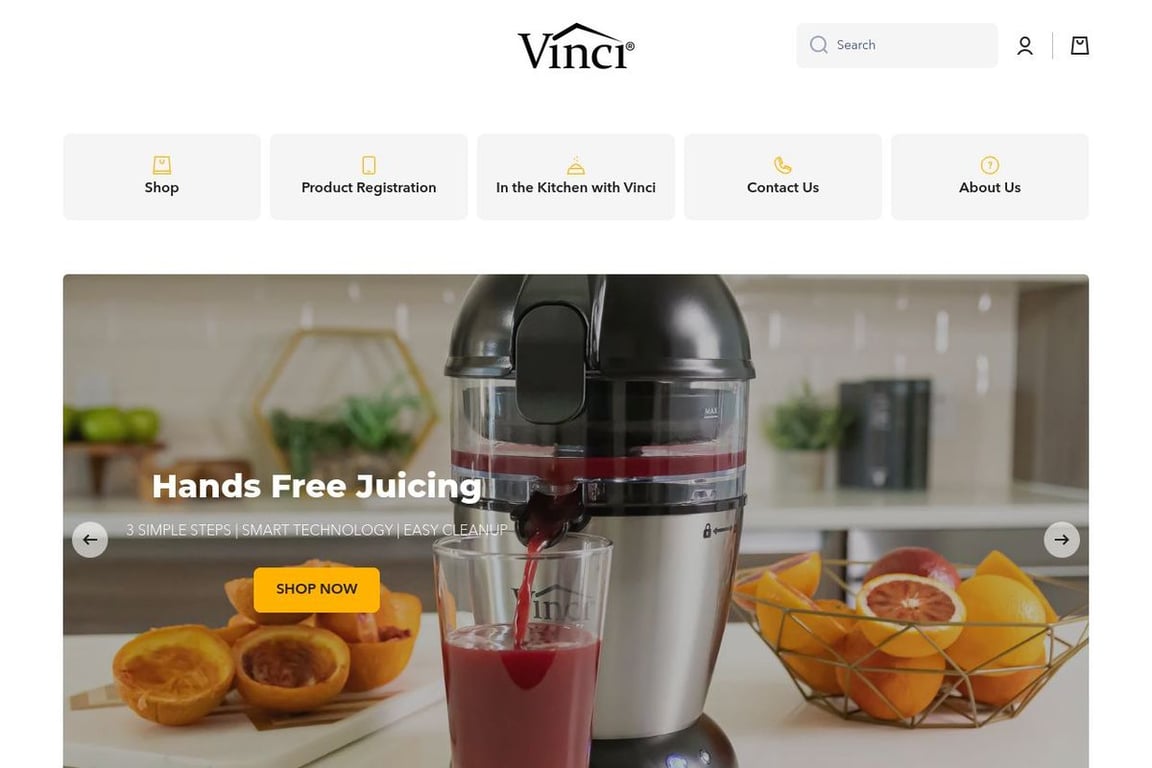 Vinci Housewares and Perfect Pod homepage