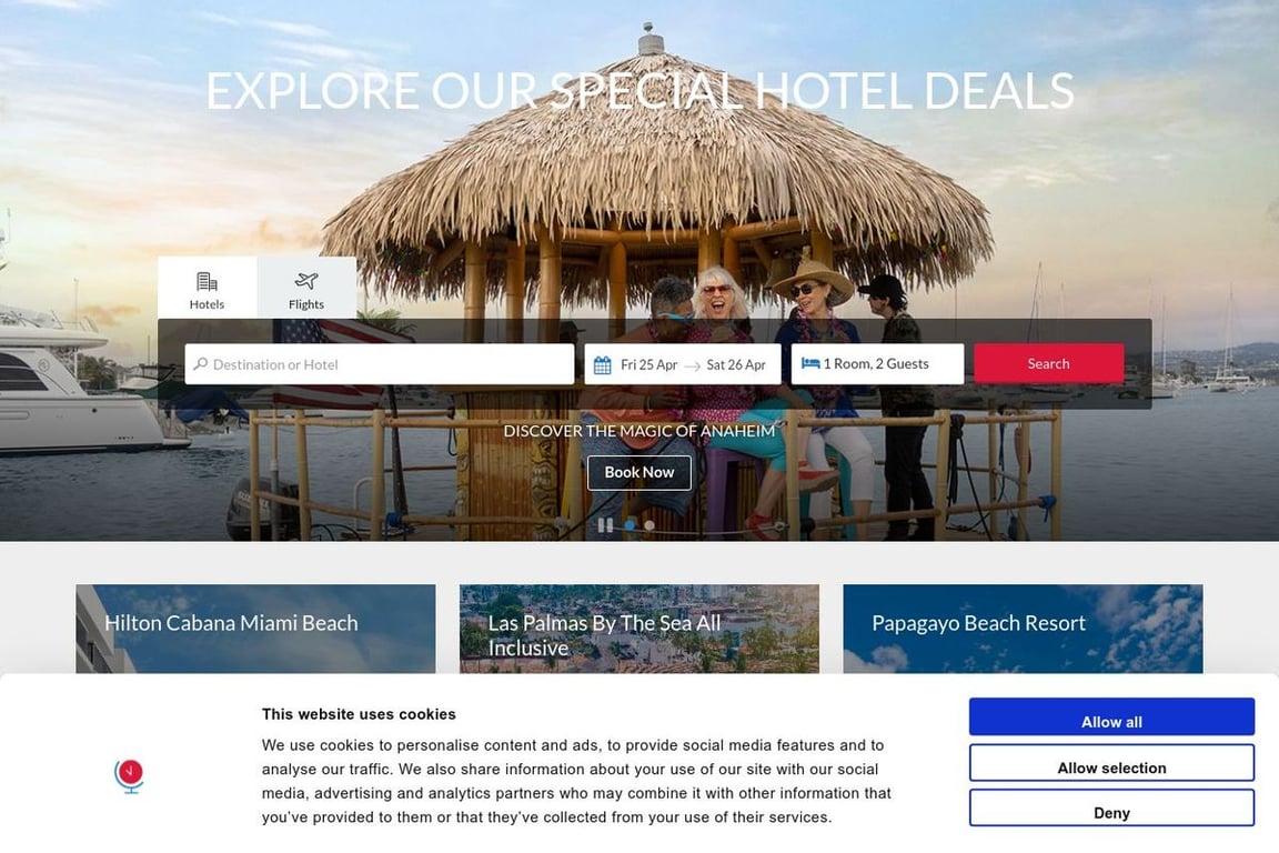 Last Minute Travel homepage